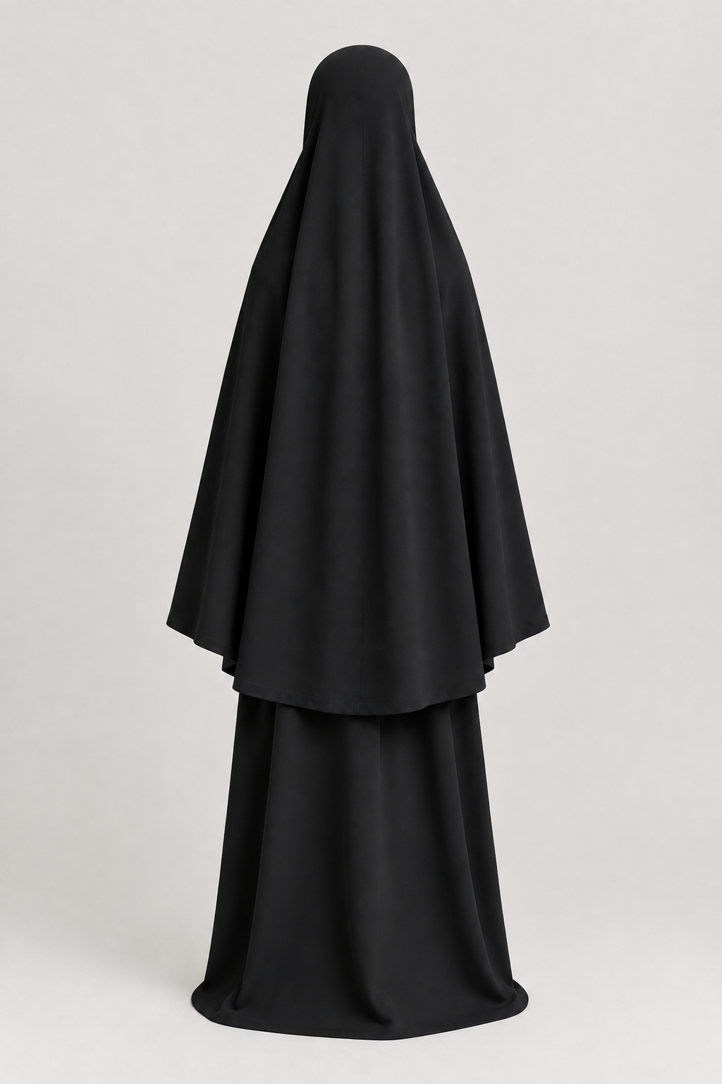 Black outfit, back view