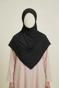 Charcoal Black Jersey Hijab - Front, Faceless