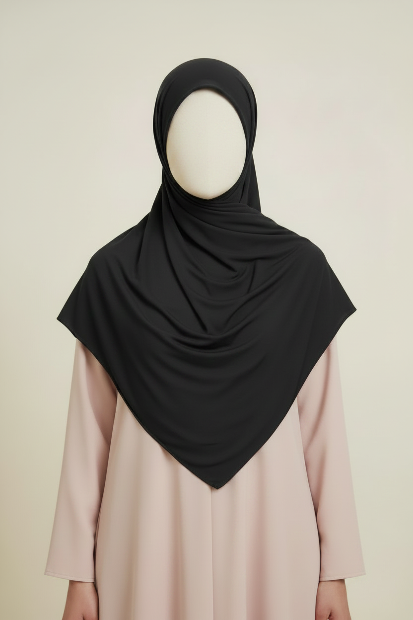 Charcoal Black Jersey Hijab - Front, Faceless