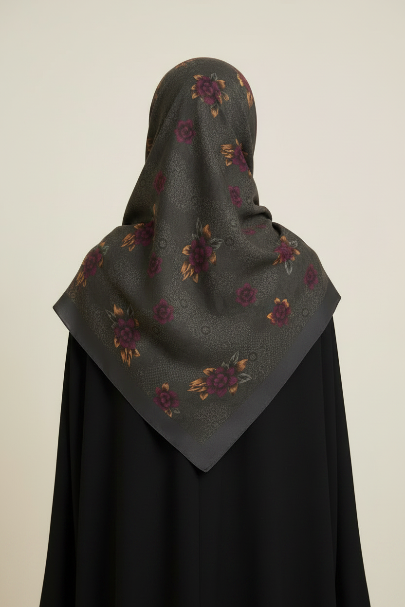 Dark Floral Scarf - Back View