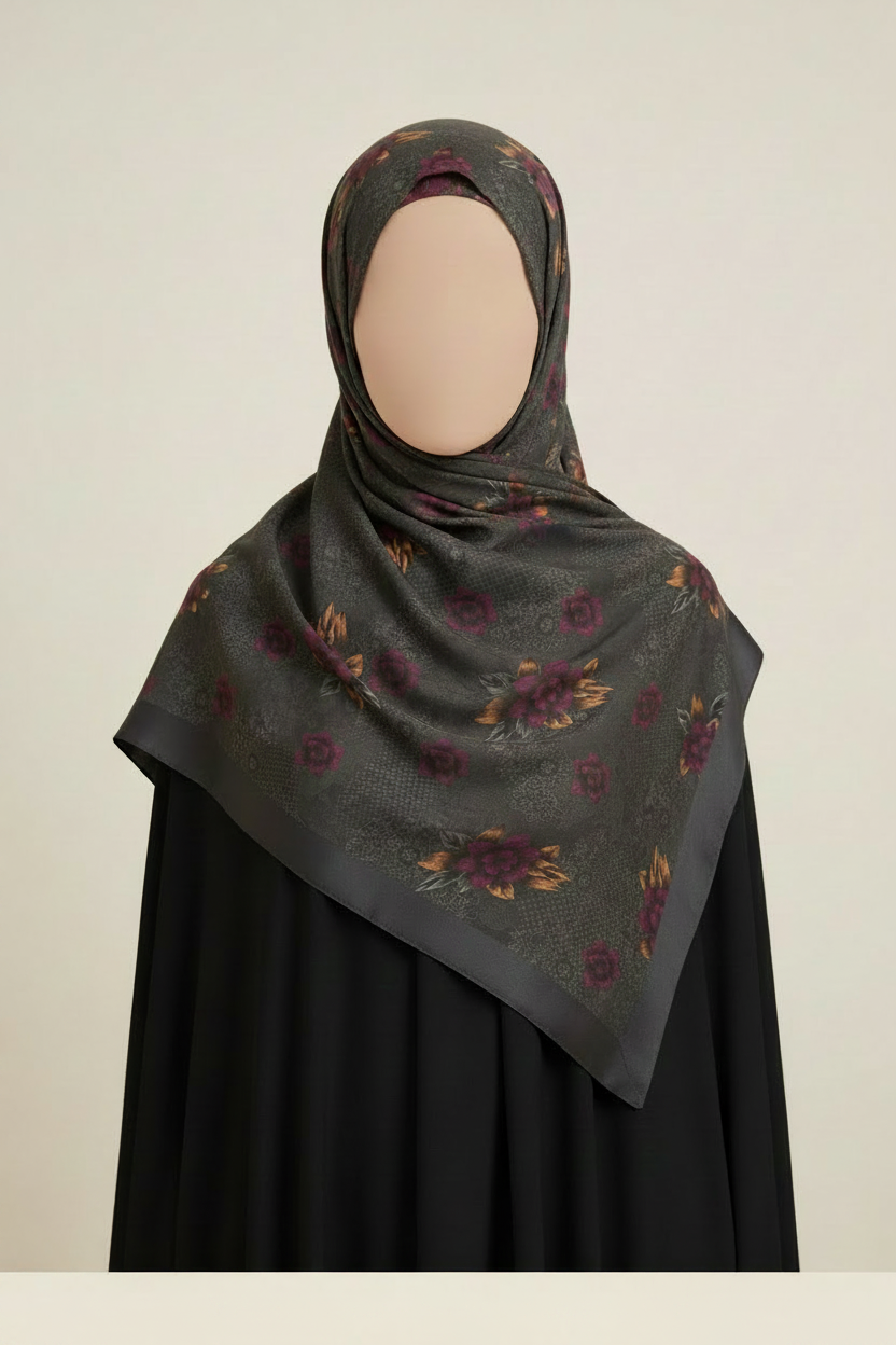 Dark Floral Scarf - No Text