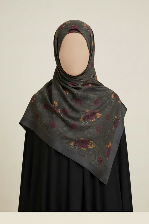 Dark Floral Scarf - No Text