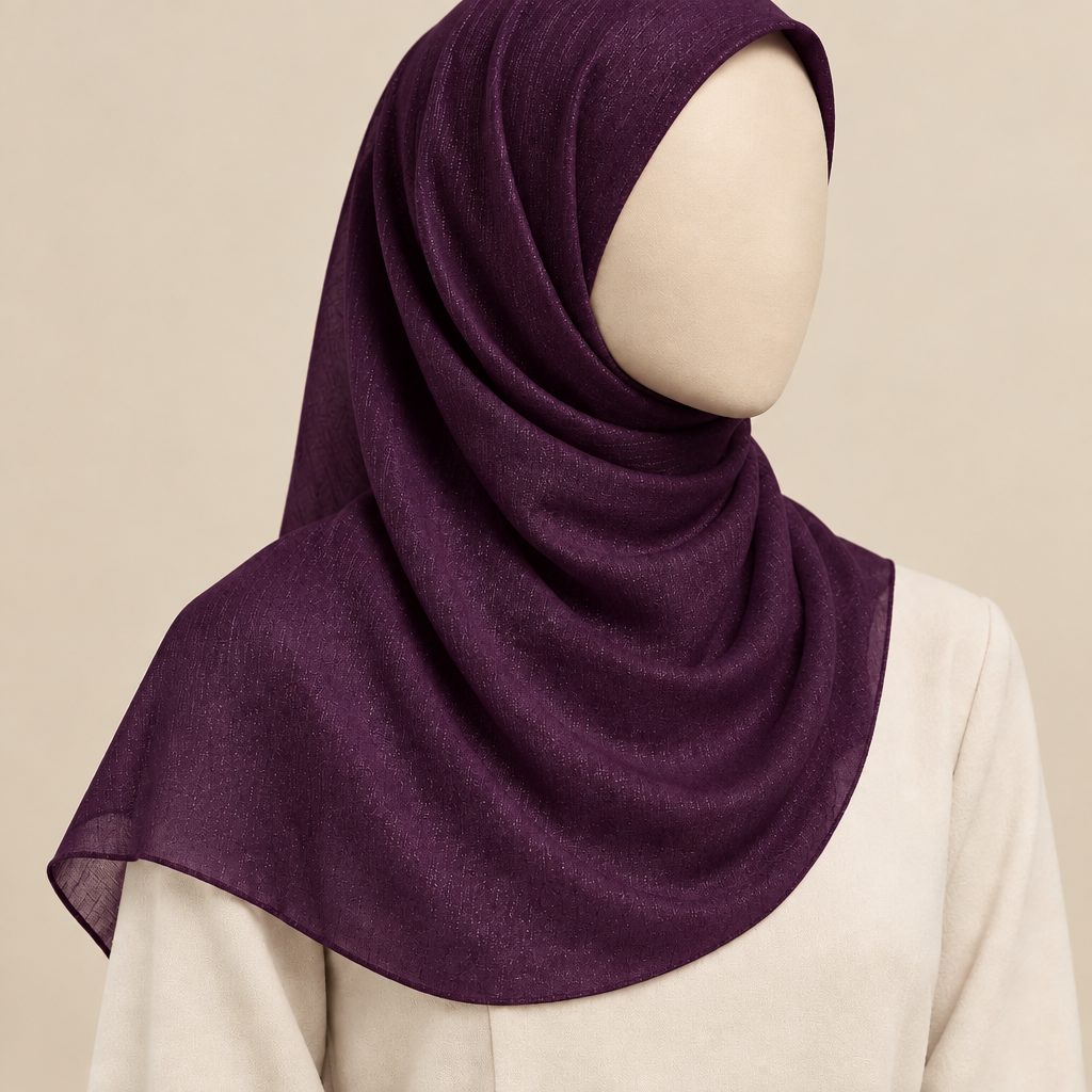 Deep purple shimmer chiffon scarf