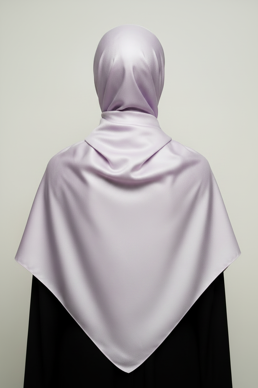 Lavender Satin Hijab - Back
