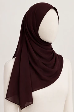 Dark burgundy scarf styled on a mannequin