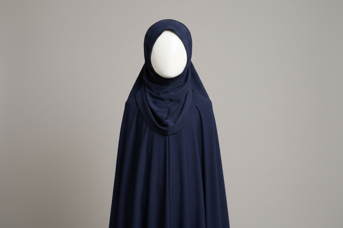 Kids School Scarf navy blue on mannequin