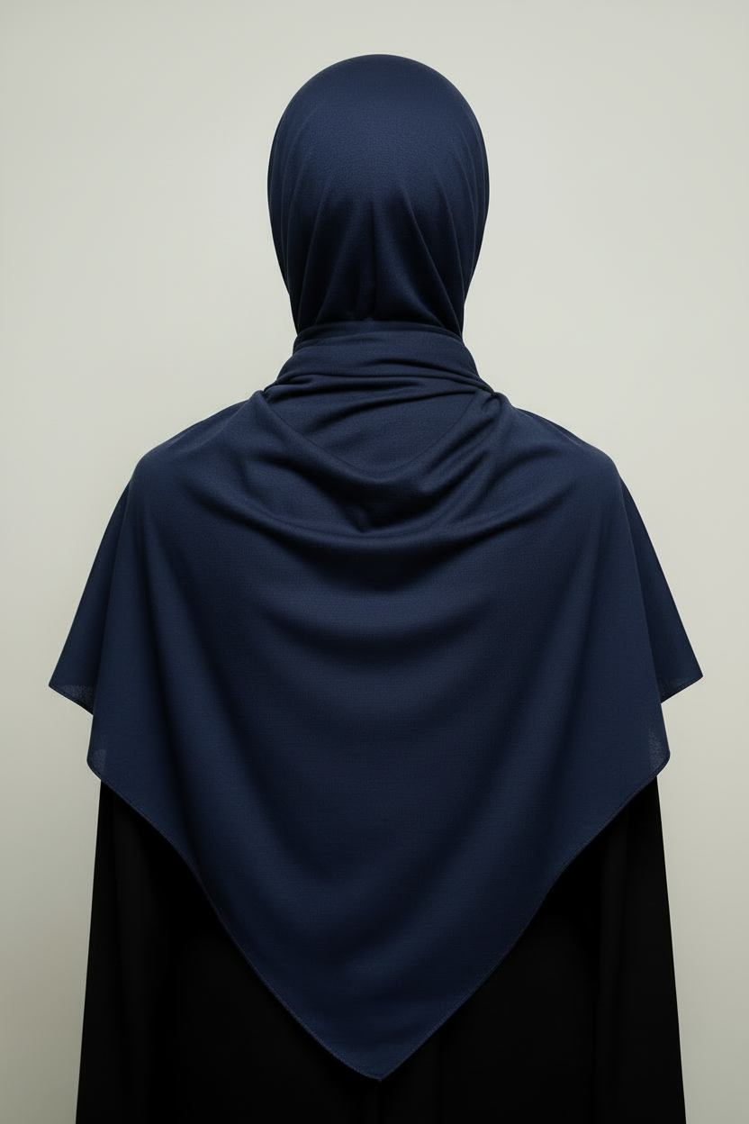 Jersey Cotton Hijab - Navy Back