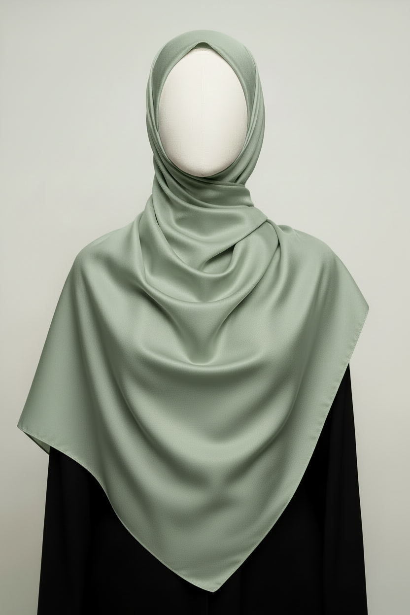 Jersey Cotton Hijab in Sage Green on mannequin