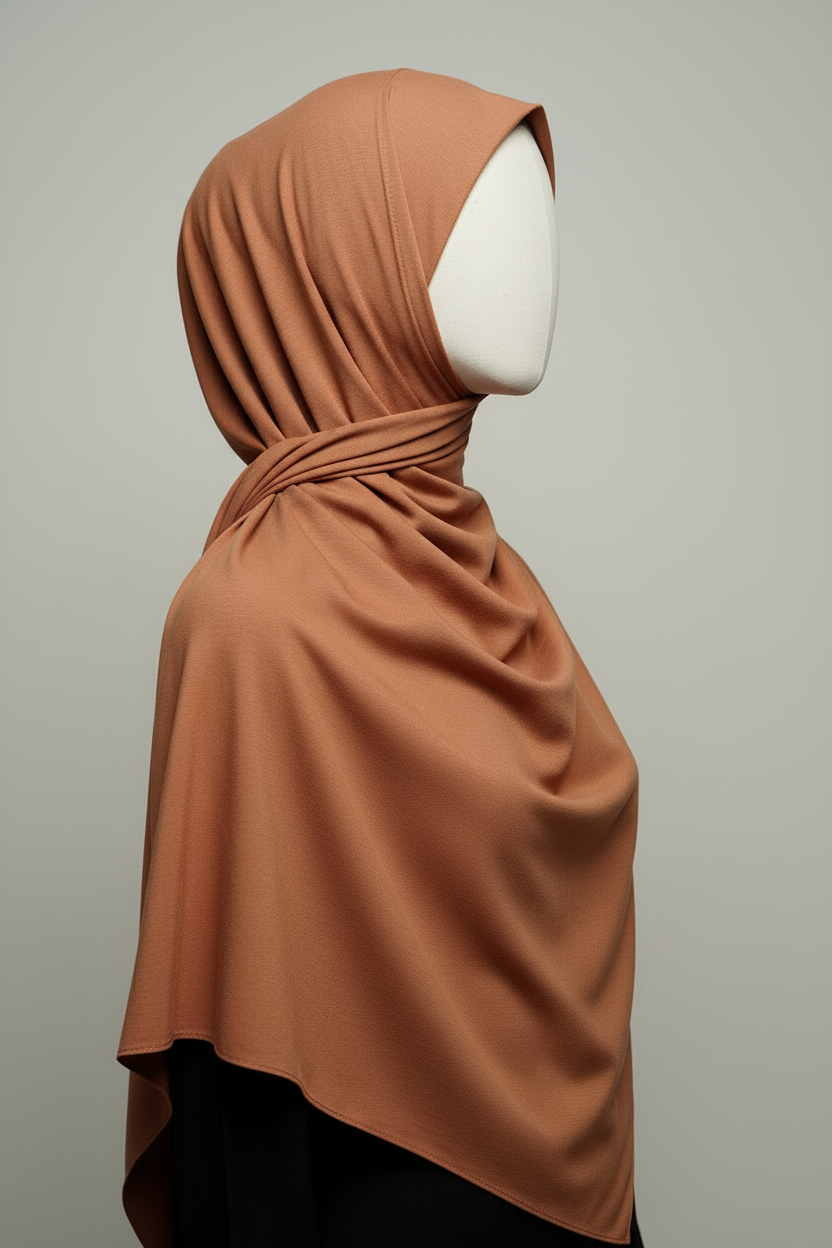 Jersey Cotton Hijab - Terracotta Side