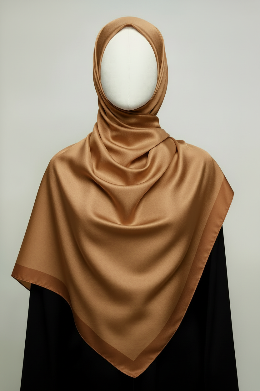 Minimal Luxe Hijab — Caramel Honey  (Front)