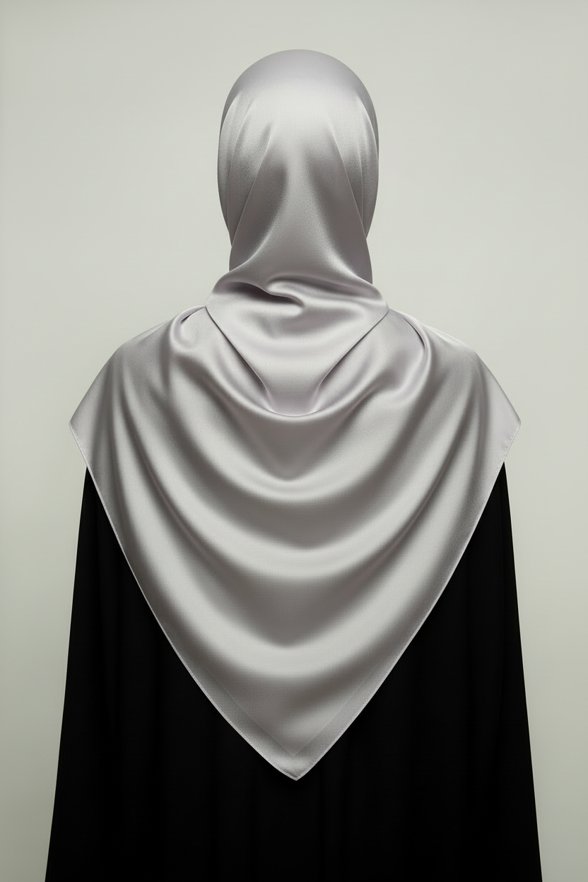 Minimal Luxe Hijab — Dove Grey (Back)