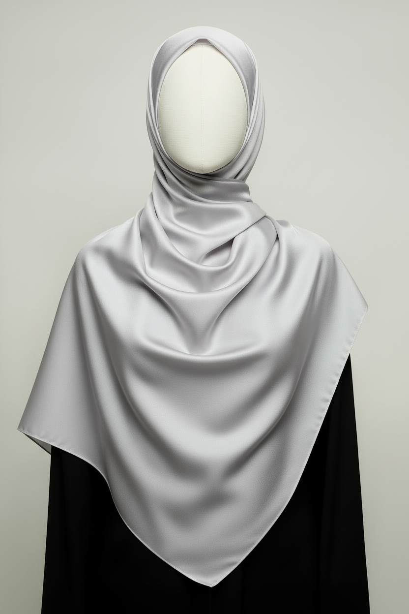 Minimal Luxe Hijab — Dove Grey (Front)