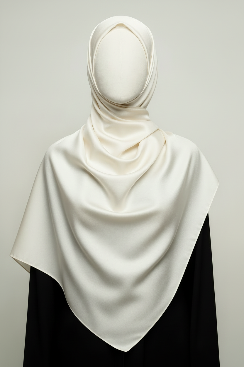 Minimal Luxe Hijab — White (Front)