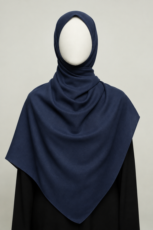 Navy jersey cotton hijab with a softer matte finish