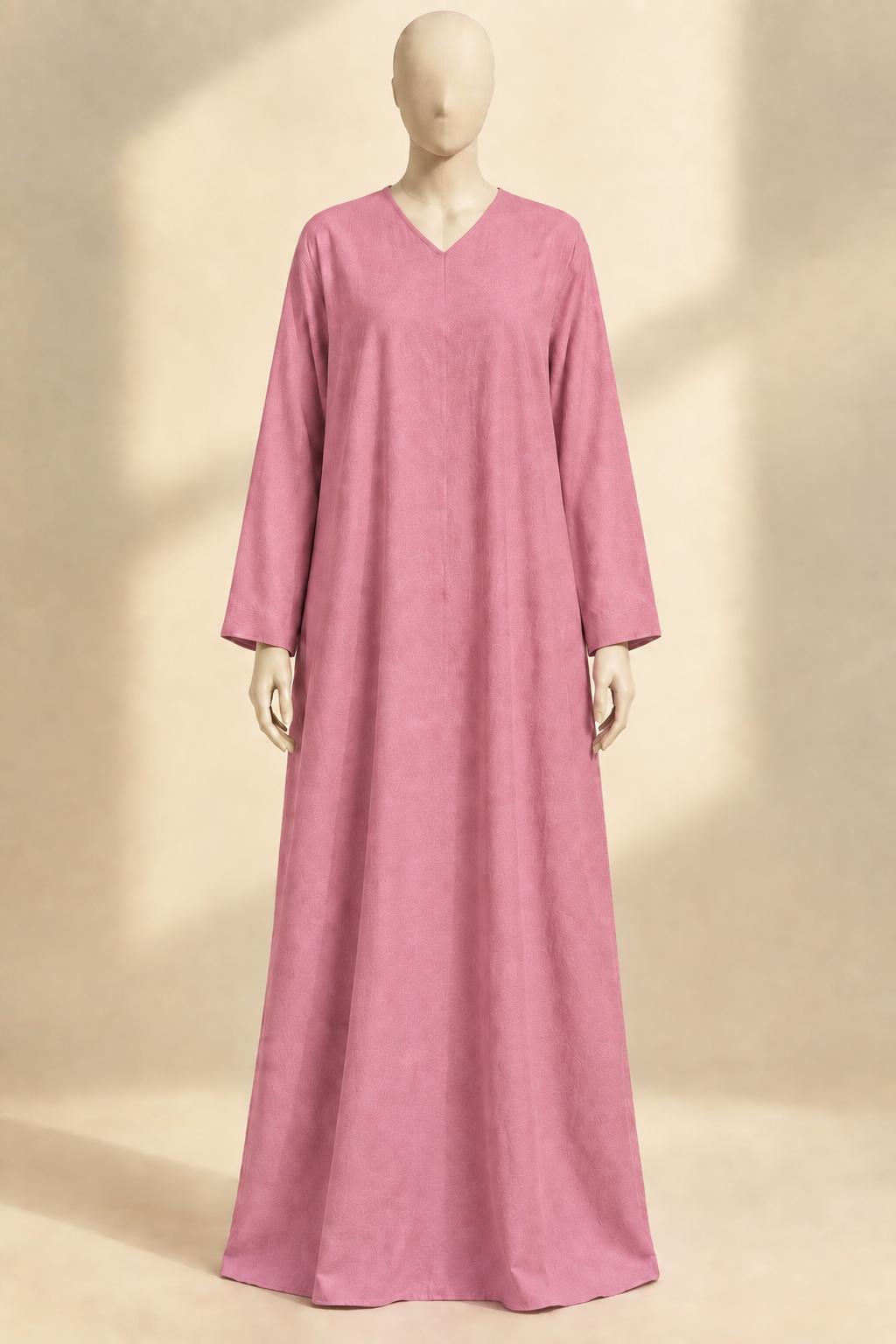 Pink dress with the purple dress’s V-neck shape