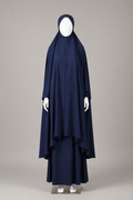 Recreated navy prayer outfit with visible hands
