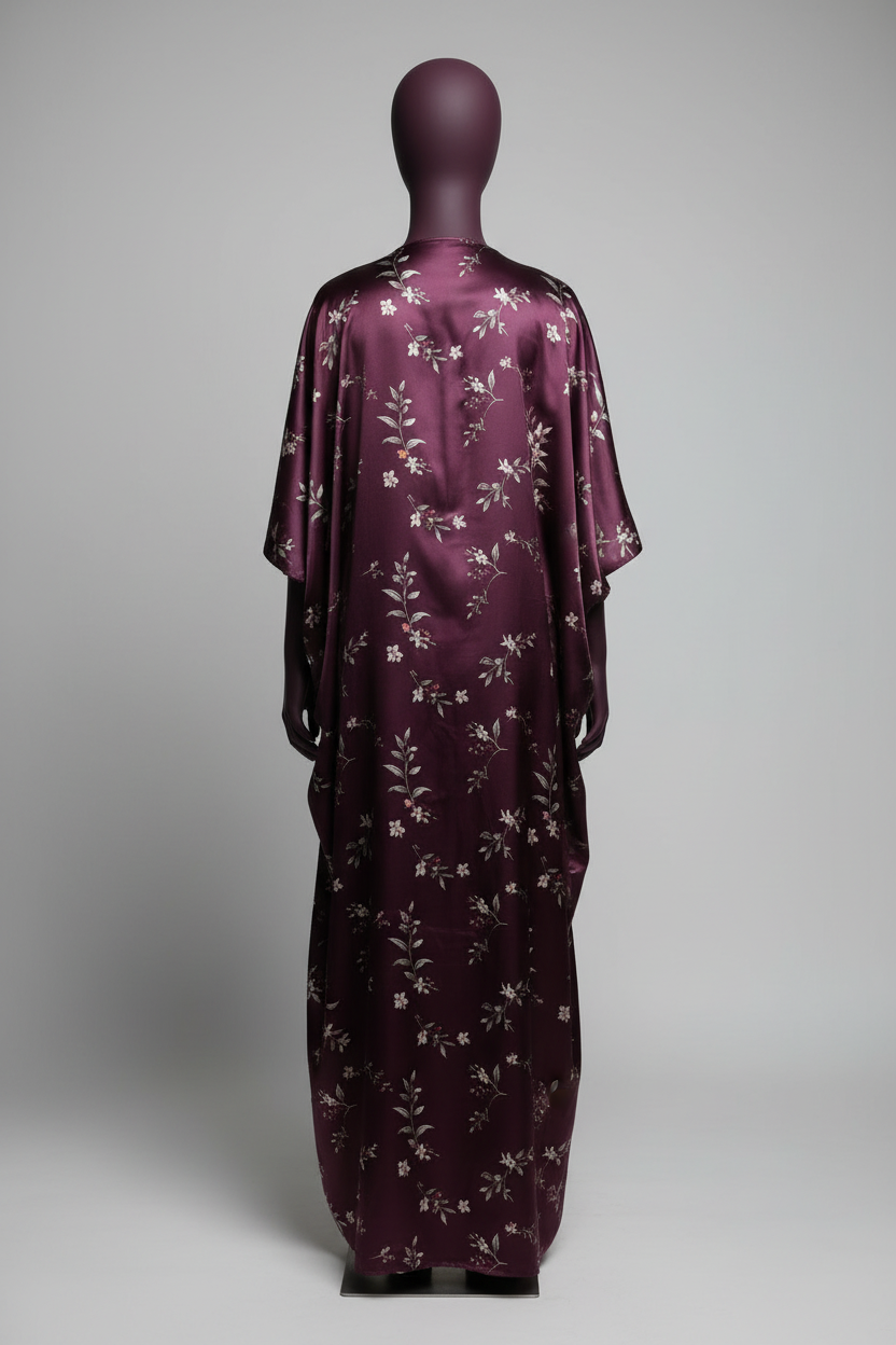 Winter Botanicals Dress — Deep Plum Back