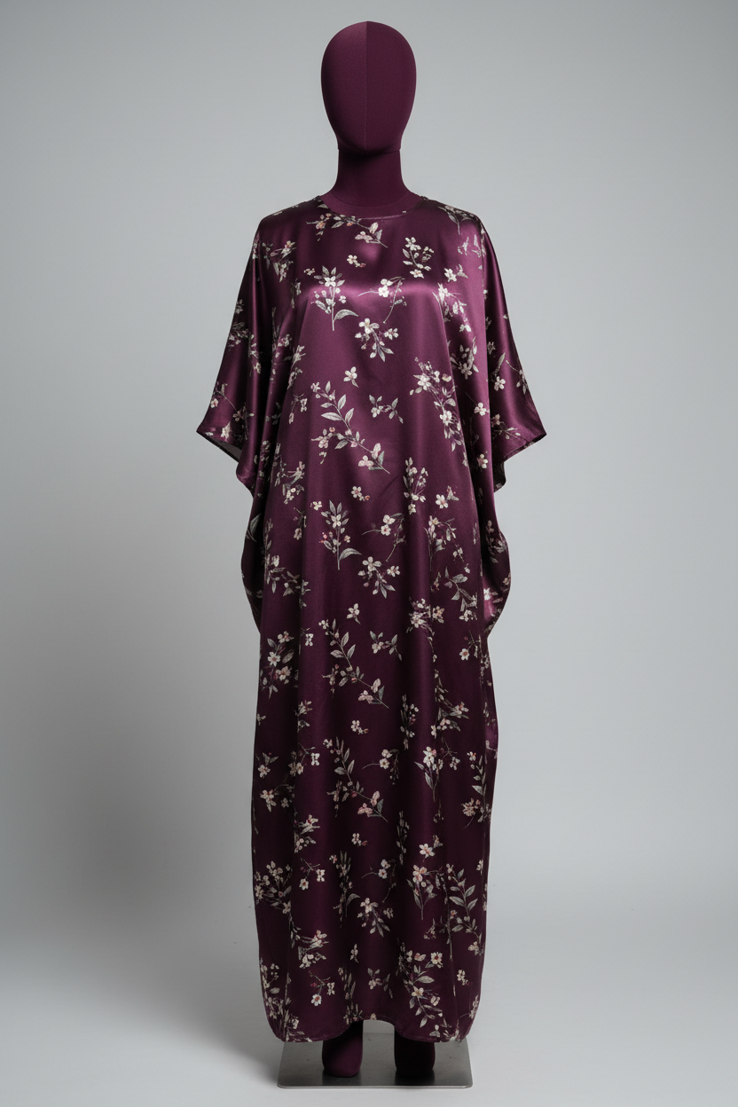 Winter Botanicals Dress — Deep Plum Front